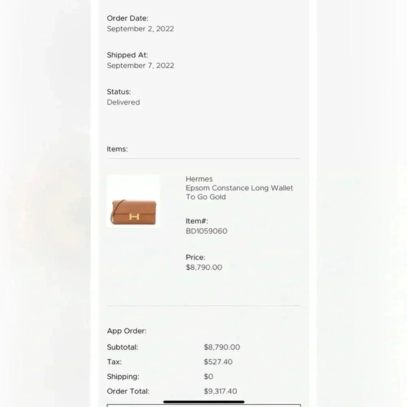 HERMES EPSOM CONSTANCE LONG WALLET TO GO 
GOLD - Picture 10 of 16